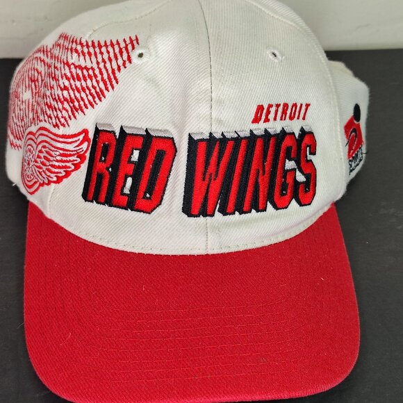 VINTAGE Detroit Red Wings Sports Specialties Hat Cap Snap Back Shadow Logo White - Picture 2 of 13